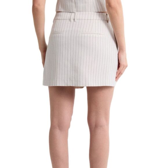 NWT Paige Celestial Pinstripes miniskirt Travertine color with stripes Size 8 - Picture 3 of 14